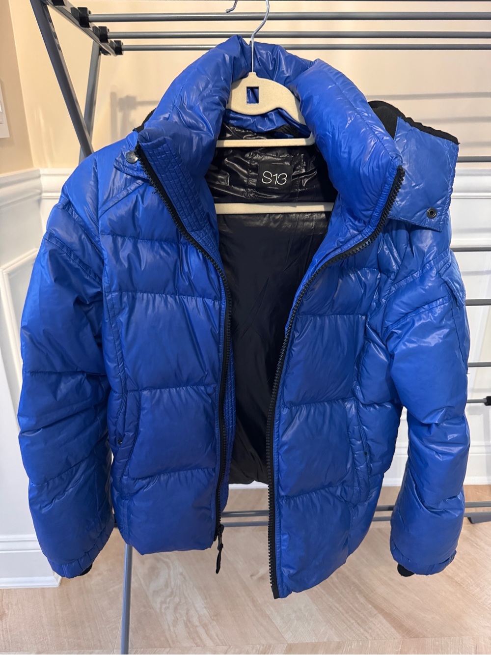 Kids Blue Puffer Jacket with Hood Size 14
